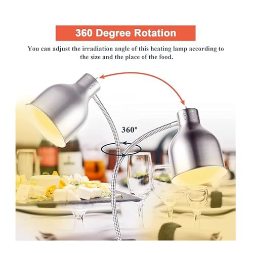 Food Warmer Lamp, 250w Catering Heat Lamp, Food Heat Lamps, 360° Free-Rotating, Independent Switch, Heat Dissipation Hole, for Restaurant Kitchen Food Service Buffet Home