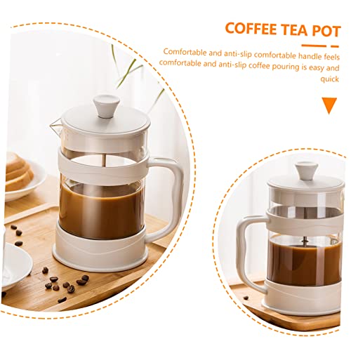 FELTECHELECTR Coffee Pot Portable Espresso Small Espresso Maker Teakettle Camping Kettle Press Tea Cold Brew Coffee Maker Coffee Carafe Concentrated Coffee Filter Machine White Plastic