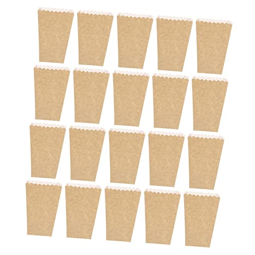 ULDIGI 50pcs Box Party Candy Cartons White Serving Tray Greaseproof Pastry Bags Paper Popcorn Boxes Red Strips Popcorn Bags Candy Boxes Snacks Popcorn Machine Party Supplies Kraft Paper