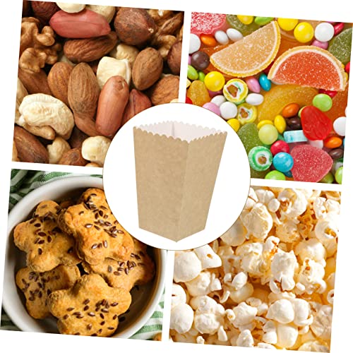 ULDIGI 50pcs Box Party Candy Cartons White Serving Tray Greaseproof Pastry Bags Paper Popcorn Boxes Red Strips Popcorn Bags Candy Boxes Snacks Popcorn Machine Party Supplies Kraft Paper