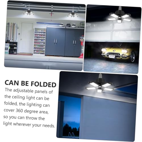 Gadpiparty Five Leaves Garage Light LED Garage Lights Adjustable Pcs LED Quantity Industrial Ceiling Lights 5 Panel Garage Light Workshop Light Deformation Lamp Plastic Black