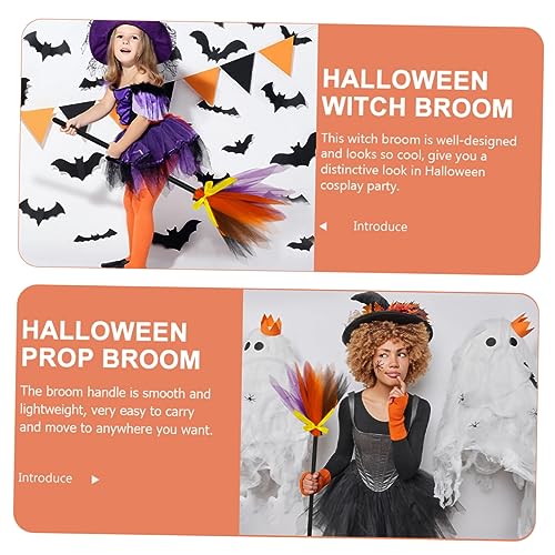 HONMEET Witch Supplies Halloween Prop Broom Plastic Flying Broomstick Mesh Witch Broom Props