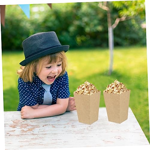 ULDIGI 50pcs Box Party Candy Cartons White Serving Tray Greaseproof Pastry Bags Paper Popcorn Boxes Red Strips Popcorn Bags Candy Boxes Snacks Popcorn Machine Party Supplies Kraft Paper