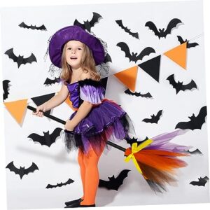 HONMEET Witch Supplies Halloween Prop Broom Plastic Flying Broomstick Mesh Witch Broom Props