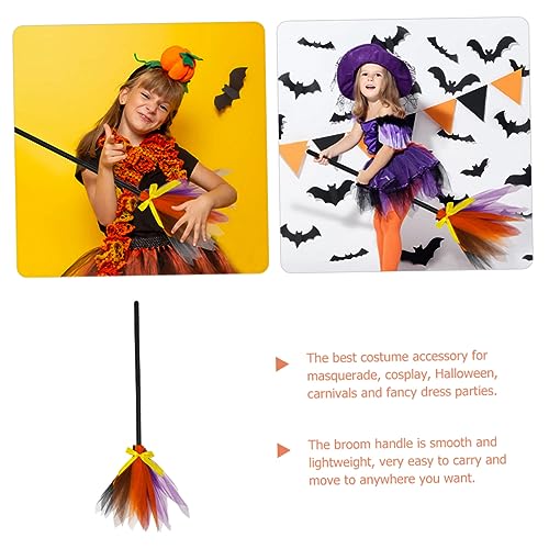 HONMEET Witch Supplies Halloween Prop Broom Plastic Flying Broomstick Mesh Witch Broom Props