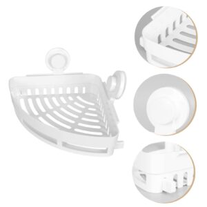 VOSAREA 1pc Shelf Storage Basket Wall-Mounted Shelf Soap Holder Rack Corner Shelf Wall Mounted Shelf Suction Cup Shower Shelf Wall-Mounted Bathroom Mounted Basket White Plastic