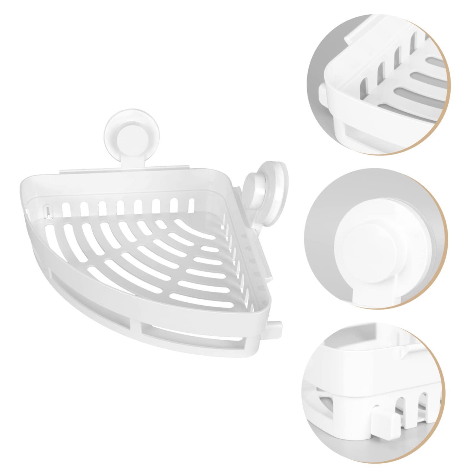 VOSAREA 1pc Shelf Storage Basket Wall-Mounted Shelf Soap Holder Rack Corner Shelf Wall Mounted Shelf Suction Cup Shower Shelf Wall-Mounted Bathroom Mounted Basket White Plastic