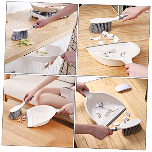 PLAFOPE 2pcs Cleaning Brush Desktop Cleaning Supplies Keyboard Dustpan Brush Cleaning Tool for Table Micro Brushes Desktop Cleaning Broom Car Broom Miniature Dustpan and Brush Beige