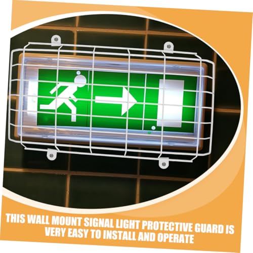 CAXUSD 2pcs School Evacuation Sign Exit Sign Protective Covers Emergency Light Protection Exit Sign Protective Cage Sign Light Covers Light Switch Covers Guard LED Exit Sign White Iron