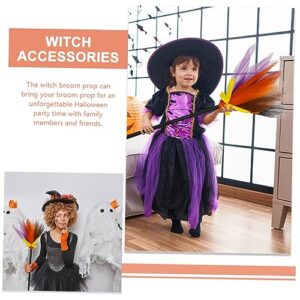 HONMEET Witch Supplies Halloween Prop Broom Plastic Flying Broomstick Mesh Witch Broom Props