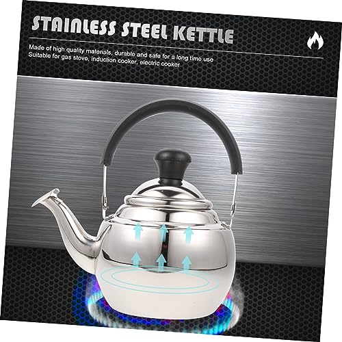 GRADENEVE Stainless Steel Kettle Whistling Coffee Pot Whistling+kettle+with+removable+spout Steel Gas Tea Kettle Whistling Coffee Kettle Boiling Teapot Espresso Machines Teapot for Silver