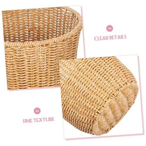 VOSAREA Woven Trash Can Wicker Trash Can Rattan Storage Baskets Sundries Basket Wicker Storage Basket Woven Basket Wicker Vase Decorative Trash Can Jute Storage Baskets Lids Iron Orange