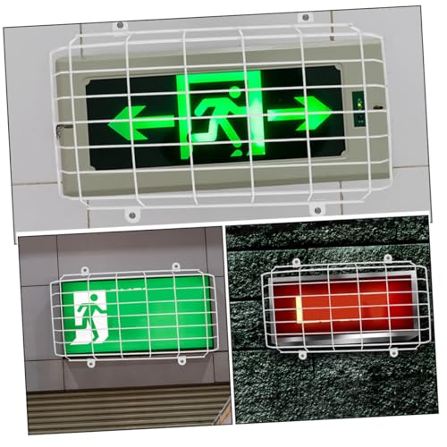 TINEASUR 2pcs School Evacuation Sign Emergency Sign Covers Emergency Light Damage Stopper Exit Sign Damage Stopper Exit Sign Protective Guard Exit Sign Damage Cage LED Exit Sign White Iron