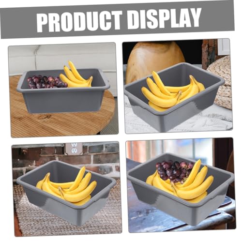 CAXUSD 2pcs Box Storage Basket Restaurant Wash Basin Food Washing Bowl Dish Basin Commercial Tote Tub Fruit Container Utility Bus Tub Food Service Bus Dish Washing Tub Pp Grey