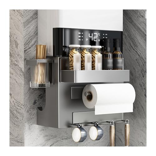 LXBAMKEA Kitchen Organizer Kit, Wall Mount Display Panel, Water Heater Pipeline Decorative Blocking Plate, Home Garage Office Bathroom Storage Rack, Pipeline Shielding Cover((L x D x H) 45x20x30CM)