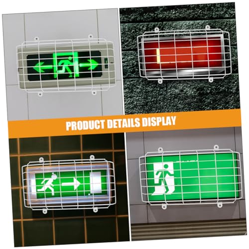 TINEASUR 2pcs School Evacuation Sign Emergency Sign Covers Emergency Light Damage Stopper Exit Sign Damage Stopper Exit Sign Protective Guard Exit Sign Damage Cage LED Exit Sign White Iron