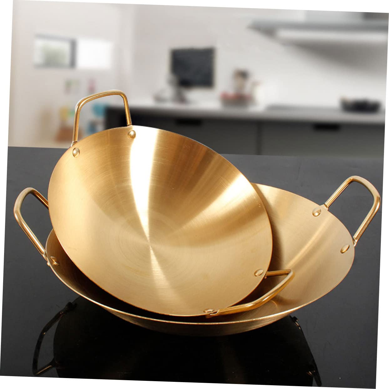 Garneck Amphora Golden Pot Frying Pan Ramyun Pot Ramen Noodles Pan Soup Pan Seafood Making Seafood Pot Cooking Utensil Stainless Pot Golden Ramen Pot Omelet Paella Pans Stainless Steel