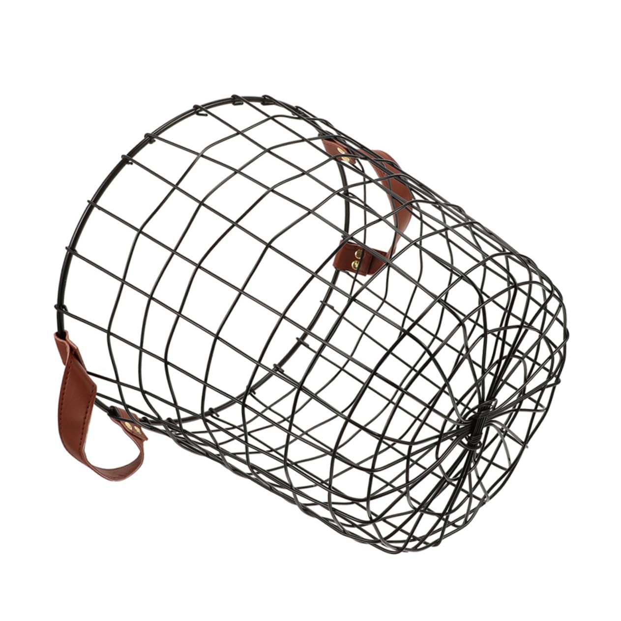 ANDRESLAD Firewood Storage Basket Laundry Basket Metal Hamper Farmhouse Organizer Bin Small Round Basket Black Blanket Basket Wire Basket for Blankets Wood Storage Racks Wire Trash Can Iron