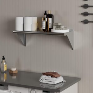 AmGood 12 in. x 30 in. Stainless Steel Wall Shelf | NSF Certified | Appliance & Equipment Metal Shelving | Kitchen, Restaurant, Garage, Laundry, Utility Room