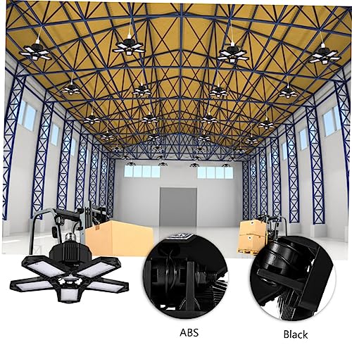 Gadpiparty Five Leaves Garage Light LED Garage Lights Adjustable Pcs LED Quantity Industrial Ceiling Lights 5 Panel Garage Light Workshop Light Deformation Lamp Plastic Black