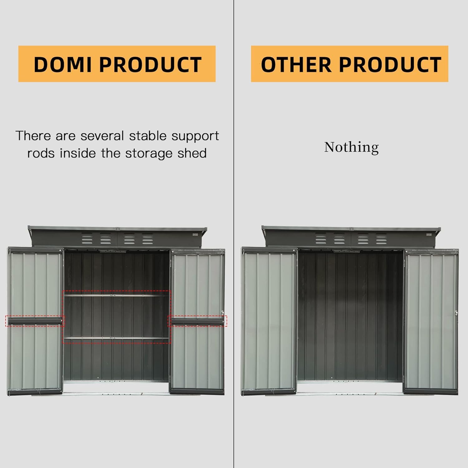 Domi Outdoor Storage Shed 5x3 FT, Metal Tool Sheds Galvanized Steel,Outdoor Tool Shed with Lockable Double Door for Patio,Backyard,Garden,Lawn