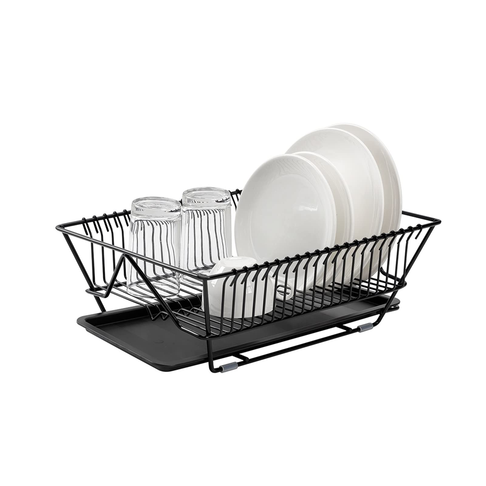 JUNXIAN Dish Rack Household Dish Drying Rack Kitchen Countertop Utensil Organizer Storage Kitchen Dishware Storage Stand Dish Containers(A)