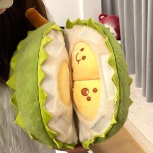 Creative Detachable Durian Plush Toy,Fruit Durian Plush Toy,Lovely Fruit Plush Toy Doll Throw Pillows,Durian Plush Pillow,Cute Peeling Durian Plush Doll,Soft Vivid Fruits Doll Plush