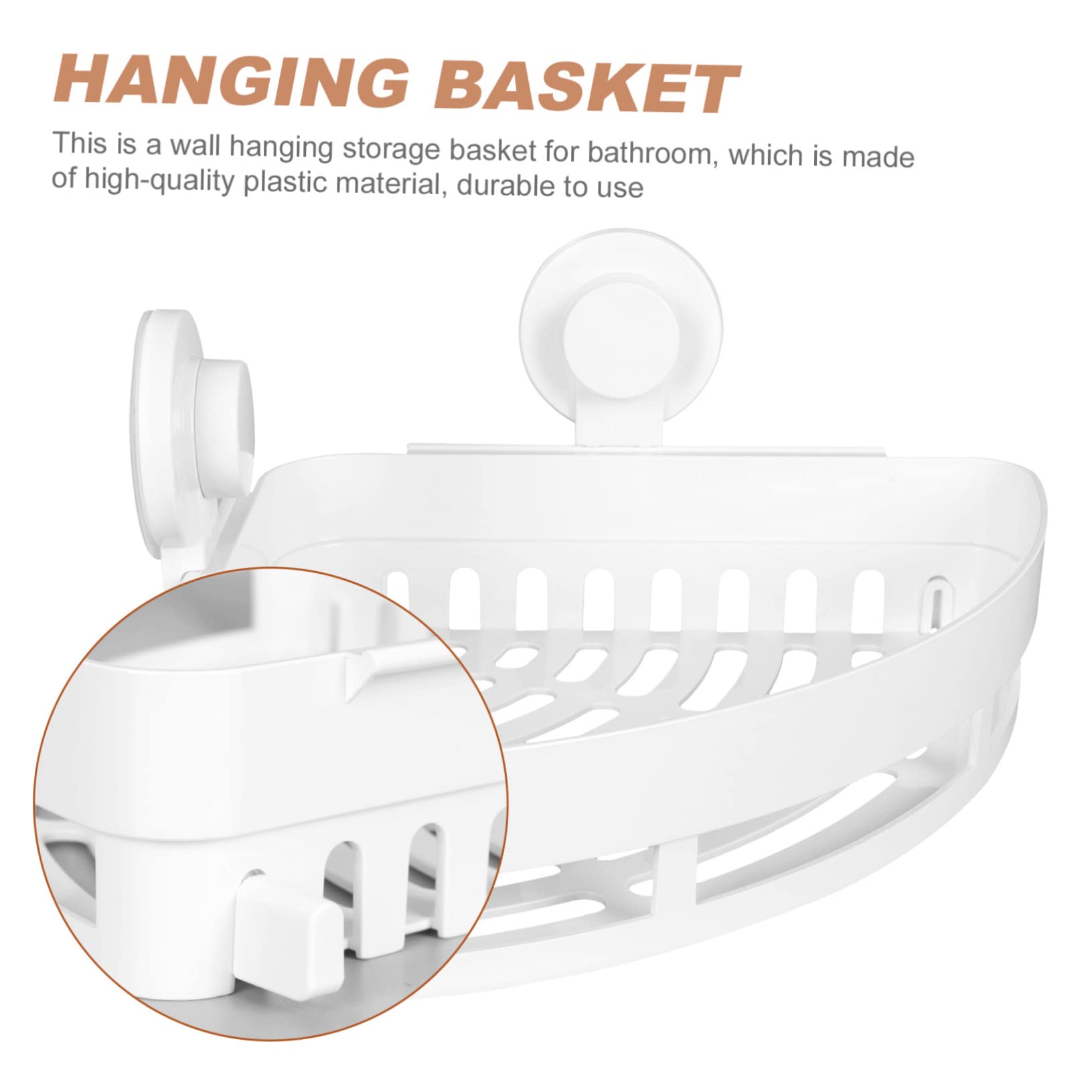 VOSAREA 1pc Shelf Storage Basket Wall-Mounted Shelf Soap Holder Rack Corner Shelf Wall Mounted Shelf Suction Cup Shower Shelf Wall-Mounted Bathroom Mounted Basket White Plastic