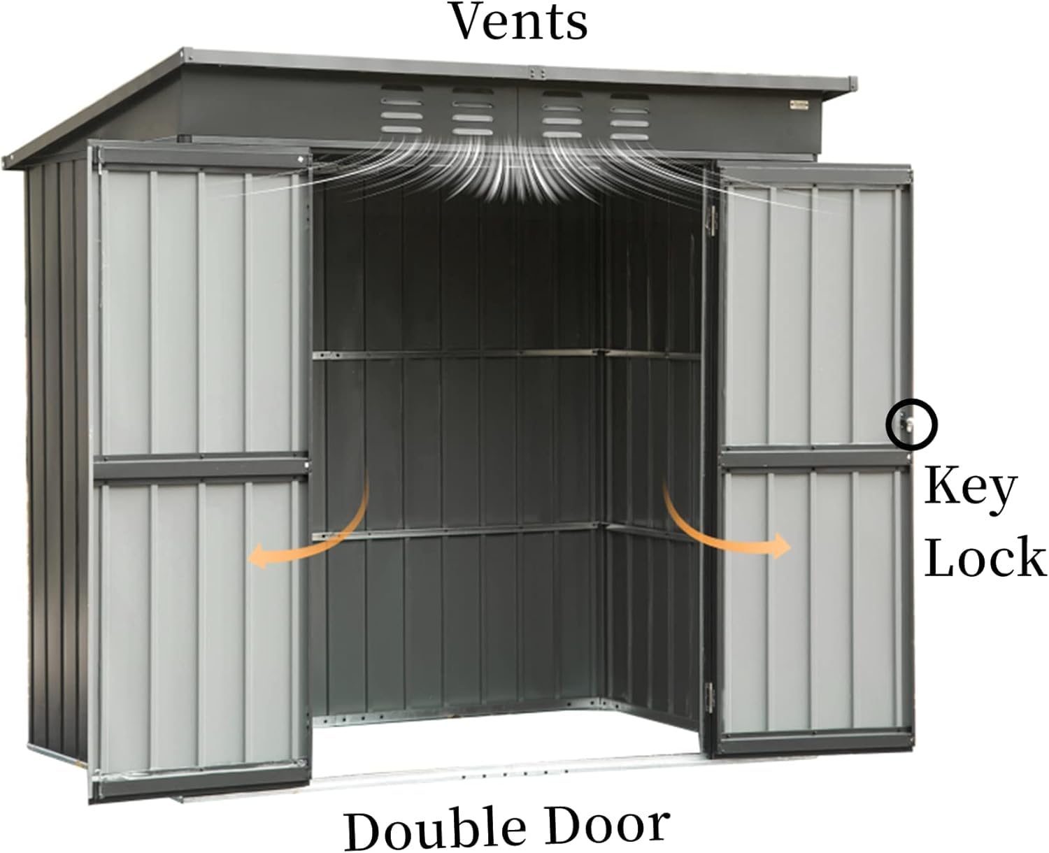 Domi Outdoor Storage Shed 5x3 FT, Metal Tool Sheds Galvanized Steel,Outdoor Tool Shed with Lockable Double Door for Patio,Backyard,Garden,Lawn