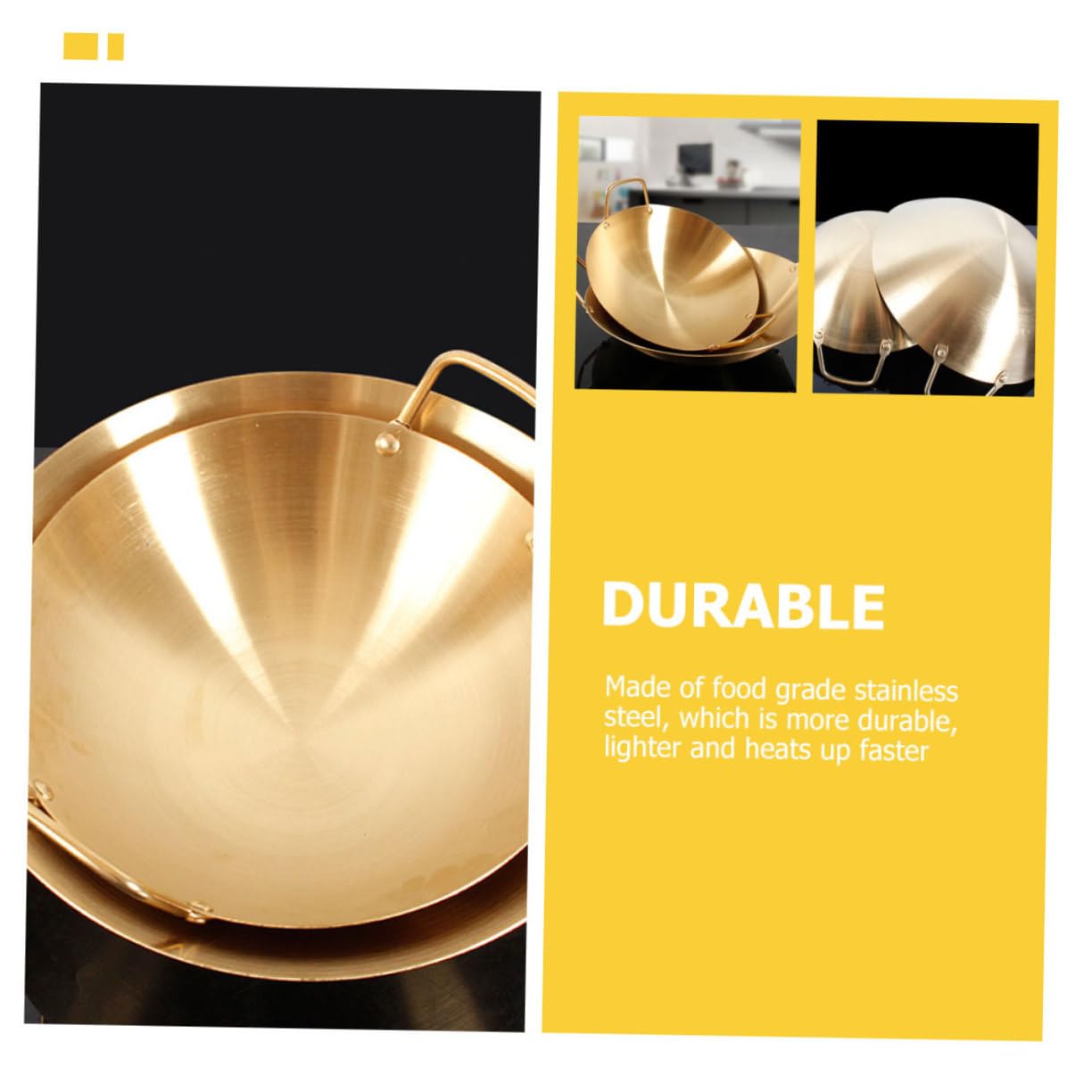 Garneck Amphora Golden Pot Frying Pan Ramyun Pot Ramen Noodles Pan Soup Pan Seafood Making Seafood Pot Cooking Utensil Stainless Pot Golden Ramen Pot Omelet Paella Pans Stainless Steel