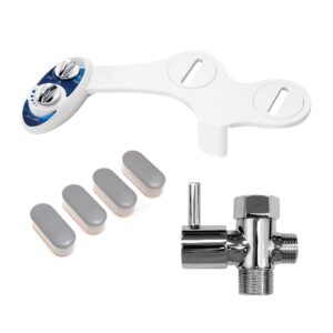 luxe bidet neo 120 blue, toilet seat bumpers, and shut-off valve t-adapter bundle