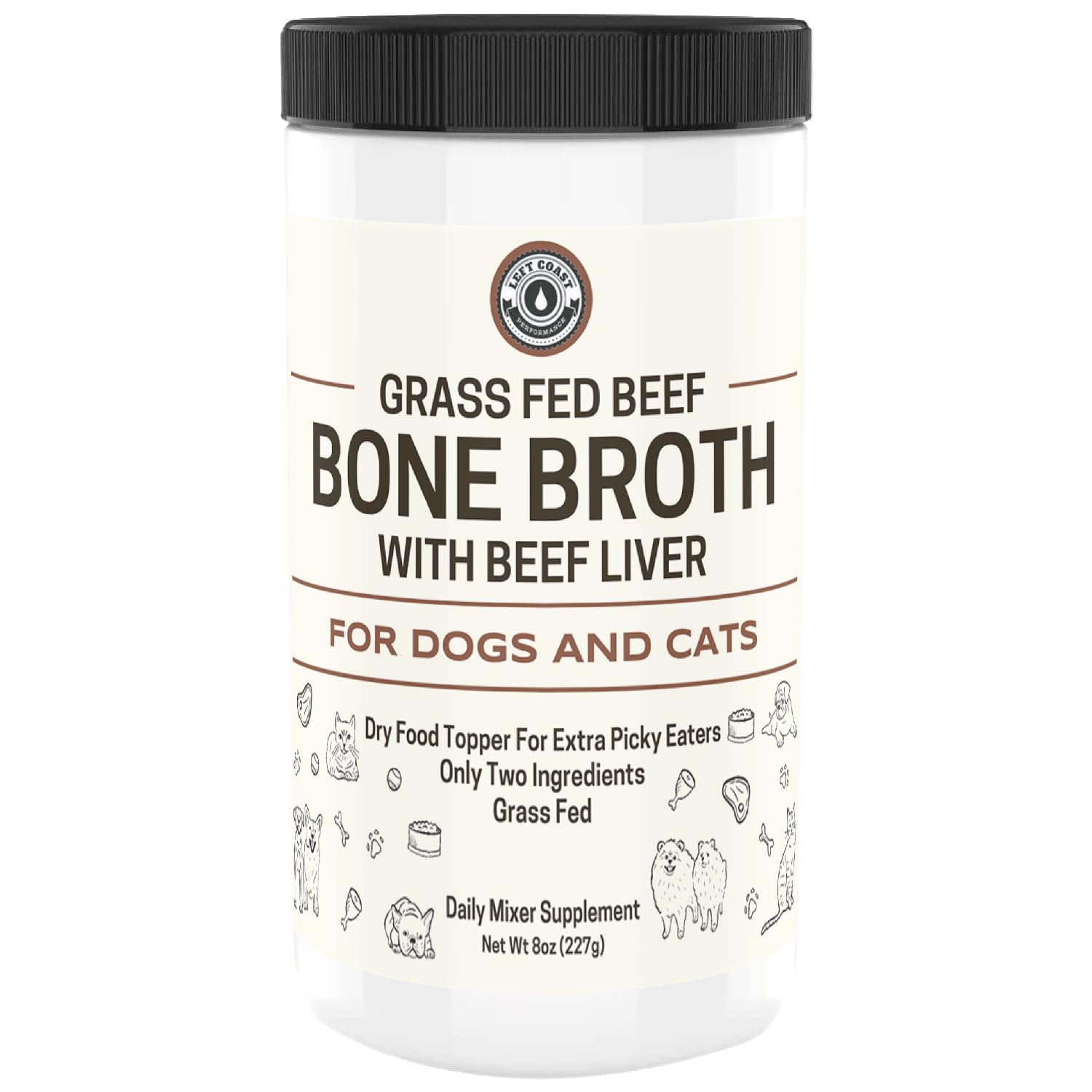 Bone Broth for Dogs and Cats with Beef Liver – Human Grade Grass Fed Beef Bone Broth Powder for Dogs – Dog Food Toppers for Picky Eaters - Supports Joints & Gut Health – Freeze Dried Liver - 8oz