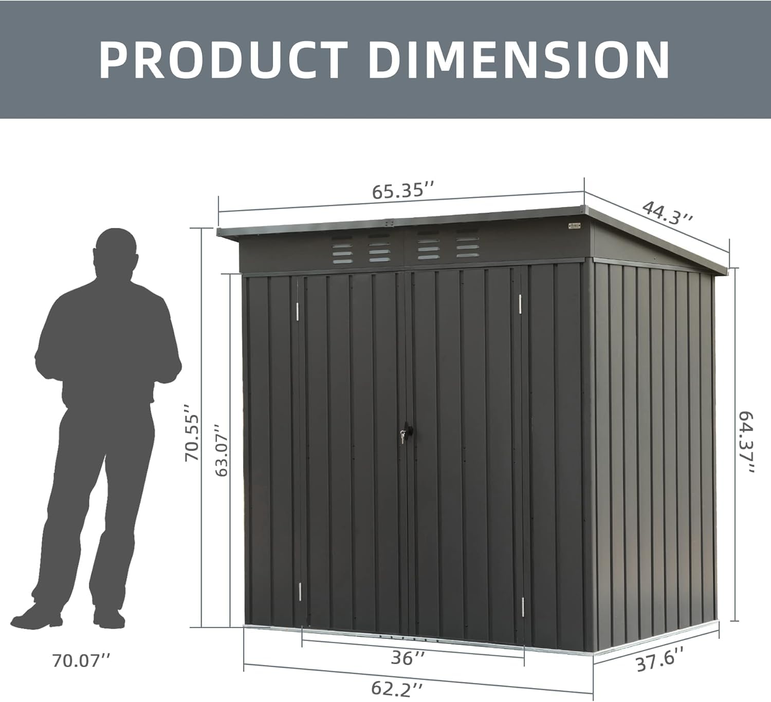 Domi Outdoor Storage Shed 5x3 FT, Metal Tool Sheds Galvanized Steel,Outdoor Tool Shed with Lockable Double Door for Patio,Backyard,Garden,Lawn