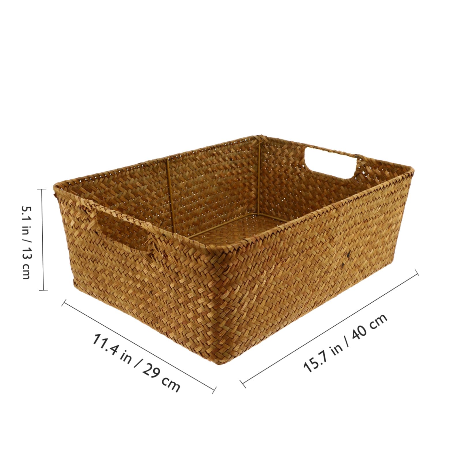 VOSAREA 1pc Storage Basket Large Snack Containers Woven Wicker Basket Bins Woven Storage Bins Seagrass Wicker Baskets Shelf Baskets Laundry Basket Seagrass Makeup Organizer Tray Toys Straw