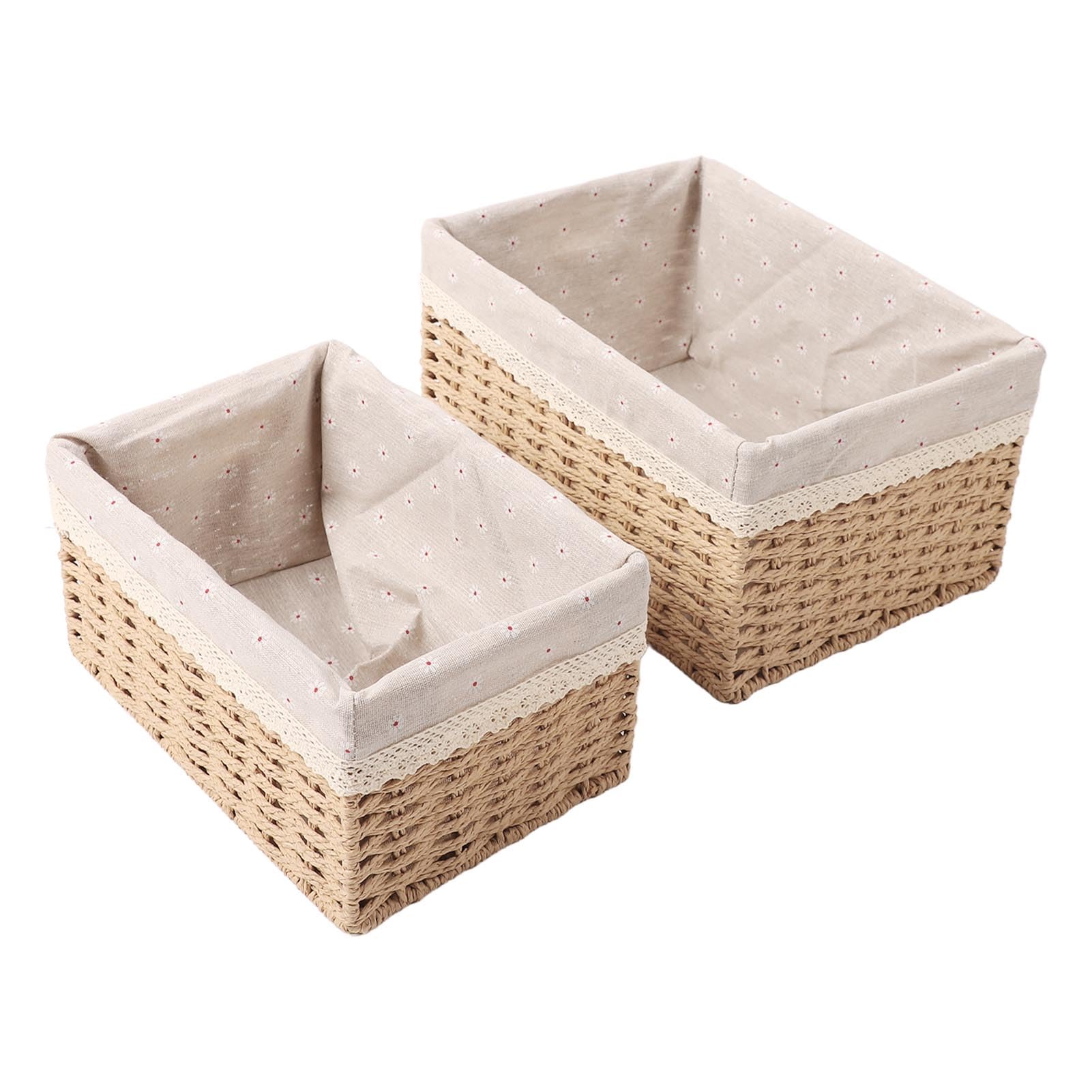 Set of 4 Straw Woven Various Sizes Stackable Bathroom Baskets Organize Home, Bedroom, office