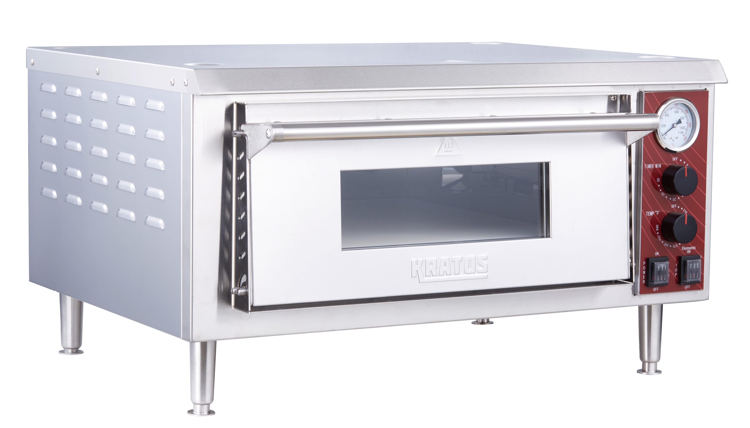 Kratos Commercial Oven, Single-Deck Countertop Electric Pizza/Bakery Oven, Stainless Steel, Cooks 18" Diameter Pizzas, 120V, 1700W (29M-062)