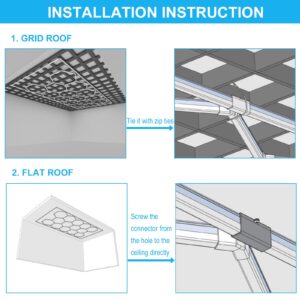 Hexagon Garage Light: Higher Brightness 720W 93600 Lumens Hexagon Led Garage Light with Rectangle Frame 6500K, 15 Hex Grid for Garage, Shop, Basement, Car Detailing Shop etc. with Mounting Clip