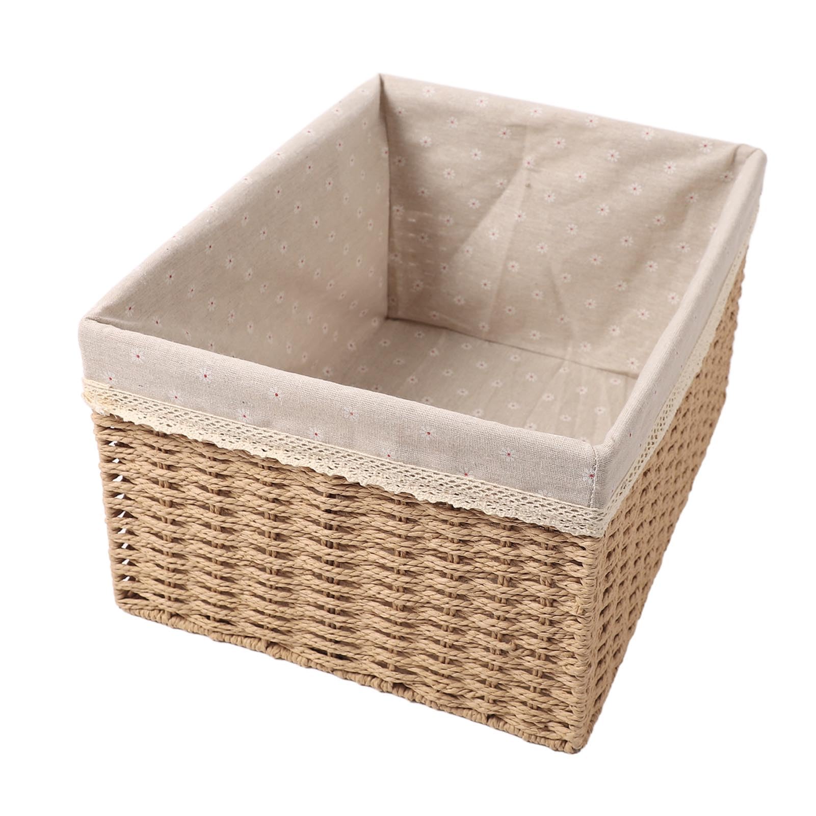 Set of 4 Straw Woven Various Sizes Stackable Bathroom Baskets Organize Home, Bedroom, office