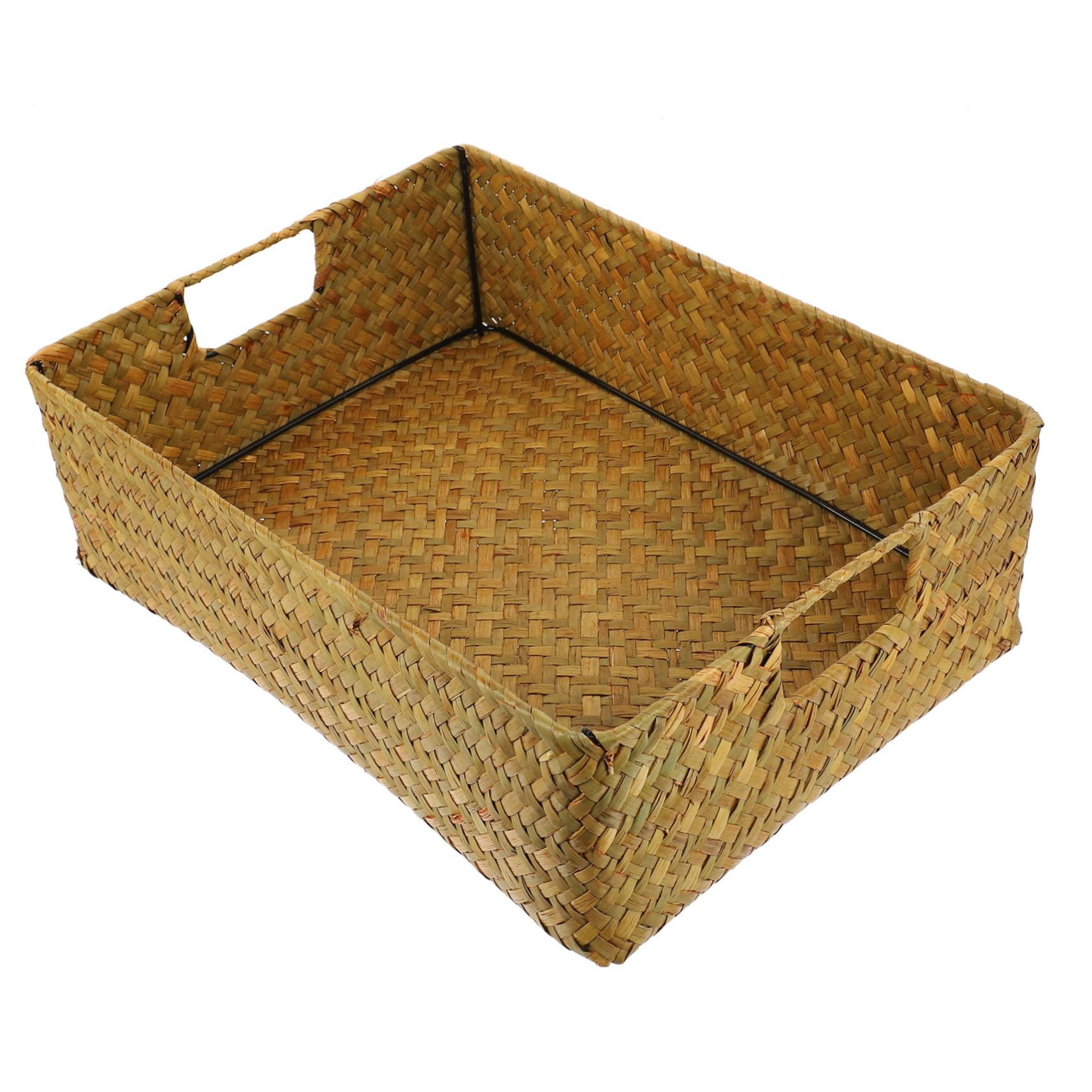 VOSAREA 1pc Storage Basket Large Snack Containers Woven Wicker Basket Bins Woven Storage Bins Seagrass Wicker Baskets Shelf Baskets Laundry Basket Seagrass Makeup Organizer Tray Toys Straw