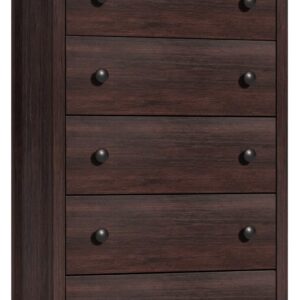 HIFYOBRO 5 Drawers Dresser, Double Anti-Tip, Tall Dresser for Bedroom, Wooden Organizer, Chest Dresser, Dresser with 5 Drawers, Storage Cabinet for Living Room/Hallway, Espresso