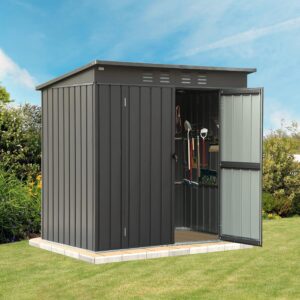 domi outdoor storage shed 5x3 ft, metal tool sheds galvanized steel,outdoor tool shed with lockable double door for patio,backyard,garden,lawn