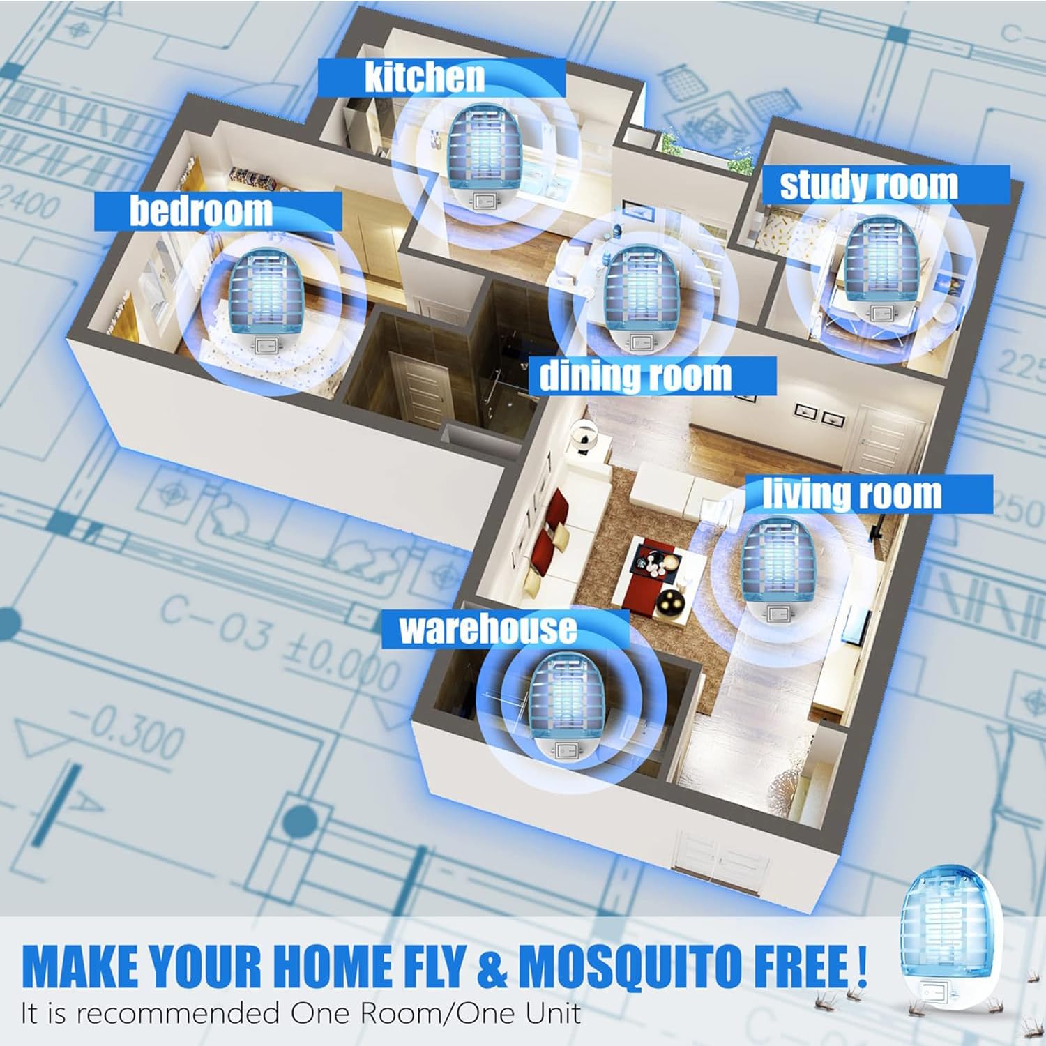 Electric Plug in Flying Insects Mosquito Killer with UV LED Light