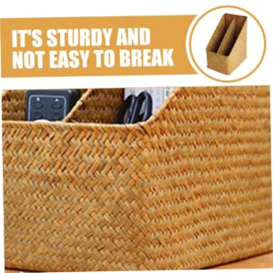 Mikinona File Storage Basket Baskets Magazine Storage Basket Bin Seagrass Magazine Holder Newspaper Basket Wicker Sundries Basket Wicker Magazine File Holder Boho Living Straw Light Brown