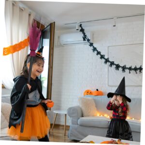 MOLUCKFU Halloween Broom Wizard Flying Broom Brooms Party Cosplay Props Goblincore Room Decor Indoor Broom Retractable Halloween Witch Broom Besom Supplies Broom Props Mini Pot Plastic Rosy