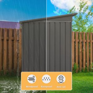 Domi Outdoor Storage Shed 5x3 FT, Metal Tool Sheds Galvanized Steel,Outdoor Tool Shed with Lockable Double Door for Patio,Backyard,Garden,Lawn