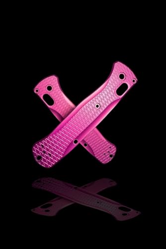 Hot Pink, Diamond, Billet Aluminum, Full Size Bugout, Scales, Gift for dad, Everyday Carry Knife Scales