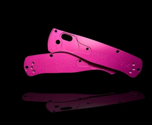 Hot Pink, Diamond, Billet Aluminum, Full Size Bugout, Scales, Gift for dad, Everyday Carry Knife Scales