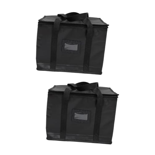 OKUMEYR 2pcs Insulation Bags Foldable Grocery Bags Food Bag Restaurant Insulated Bag Cooler Bag Jumbo Insulated Bag Large Insulated Food Bag Foldable Lunch Bag Woven Black