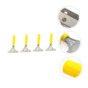 WHAMVOX 4pcs Cleaning Blade Stovetop Griddle Utility Scraper Floor Squeegee Floor Scraper Flooring Tools Paint Tools Tile Scraper Steel Griddle Scraper Tile Tools Yellow Aluminum Alloy