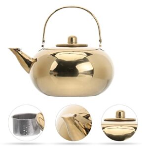 KICHOUSE Stainless Steel Pot Camping Cookware Infusers Retro Coffee Machine Espresso Coffee Kettle with Strainer Tea Kettle Gold Whistling Kettle Stove Top Kettle Milk Pan Teakettle Silver